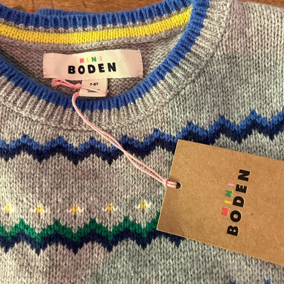 Boden Boys Fair Isle Sweater Grey Marl Size 7-8 yr New W Tags - Picture 5 of 6